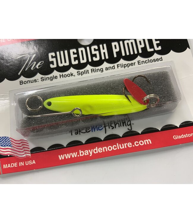 BAY DE NOC LURE CO. SWEDISH PIMPLE 4, 1 3/4"FLO.YELLW