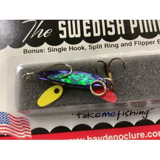 BAY DE NOC LURE CO. SWEDISH PIMPLE 1" PURPLE ICE