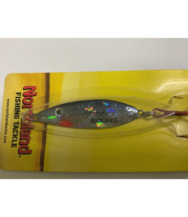 NORTHLAND FISHING TACKLE BUCK-SHOT RATTLE SPOON 1/2 OZ, 1/CD SILVER SHINER