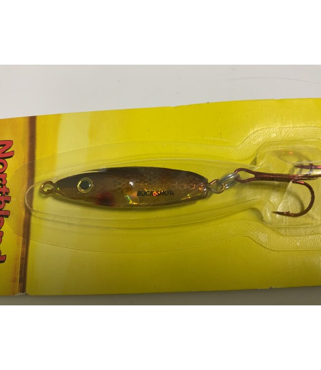 NORTHLAND FISHING TACKLE NORTHLAND BUCK-SHOT RATTLE SPOON 3/8oz GOLD SHINER BRS5-12