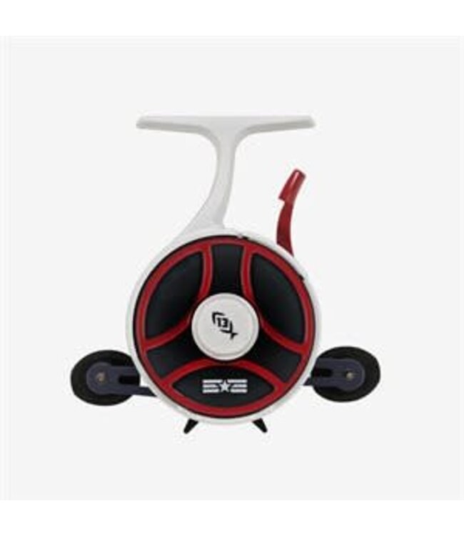 13 Fishing Free Fall Ghost Maverick Ice Inline Reel - Red, White & Blue