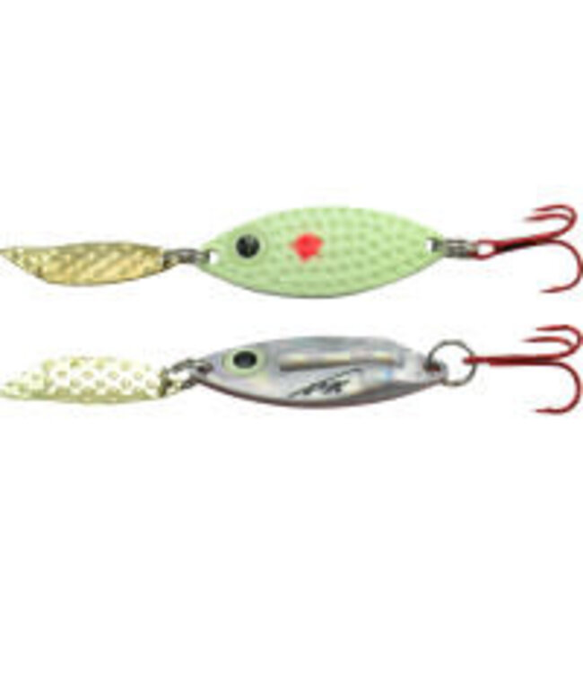 PK Lures PK Rattlin Spoon 3/8oz Red Dot Glow