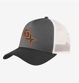 13 Fishing Holy Grail Trucker Hat (Steel Gray w/Brown Leather Patch)