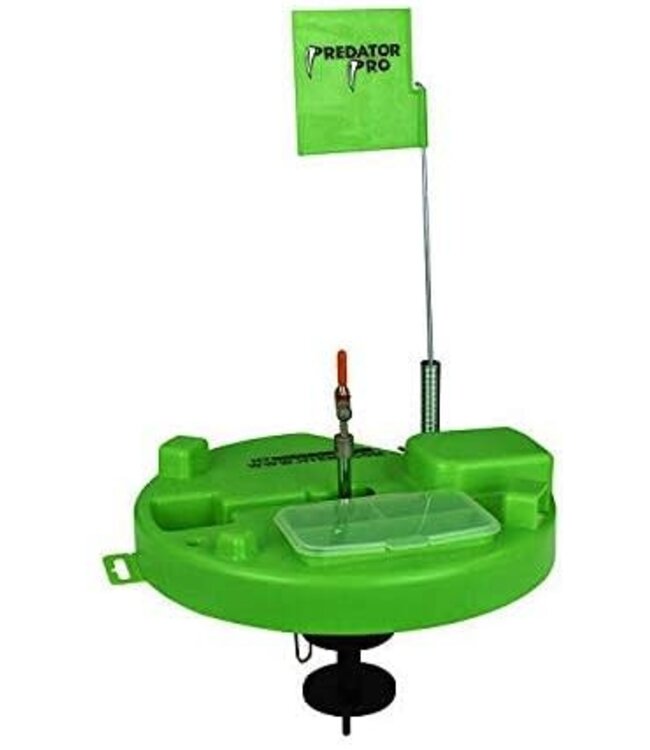 HT ENTERPRISES HT PREDATOR PRO THERMAL HOLE COVER TIP UP HI-VIZ GREEN W/500 FT SPOOL AND BUILT IN TACKLE BOX 2cp