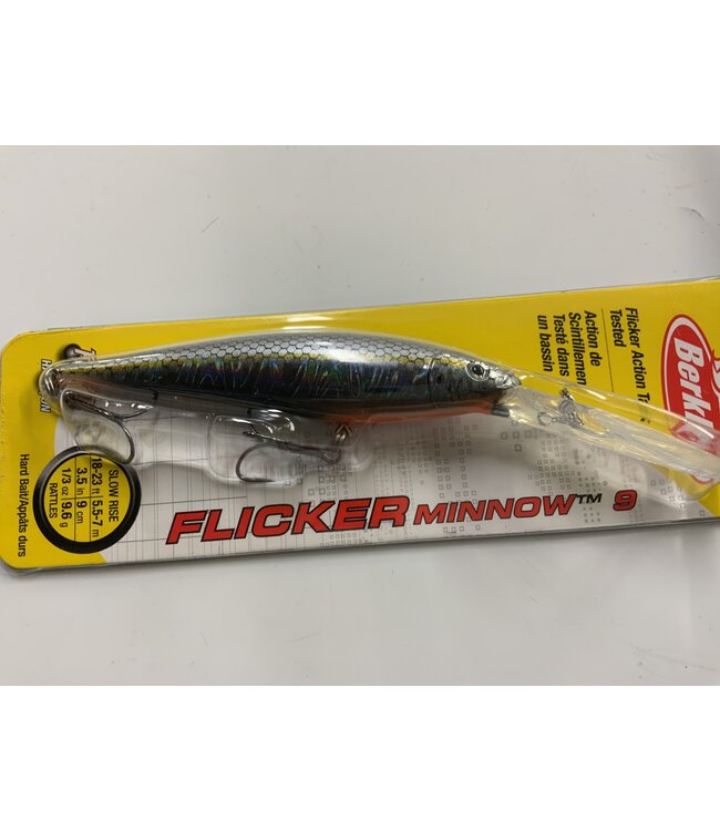 PURE FISHING BERKLEY FLICKER MINNOW SZ 9  3-1/2" 1/3 OZ DEPTH 18'-23'  SLICK BLACK PEARL
