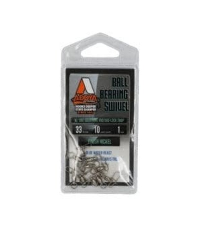 Addya Outdoors Inc. ADDYA BALL BEARING SWIVEL W/ ONE SOLID RING & COASTLOCK SNAP NICKEL SZ 2 45 LBS 10 PK