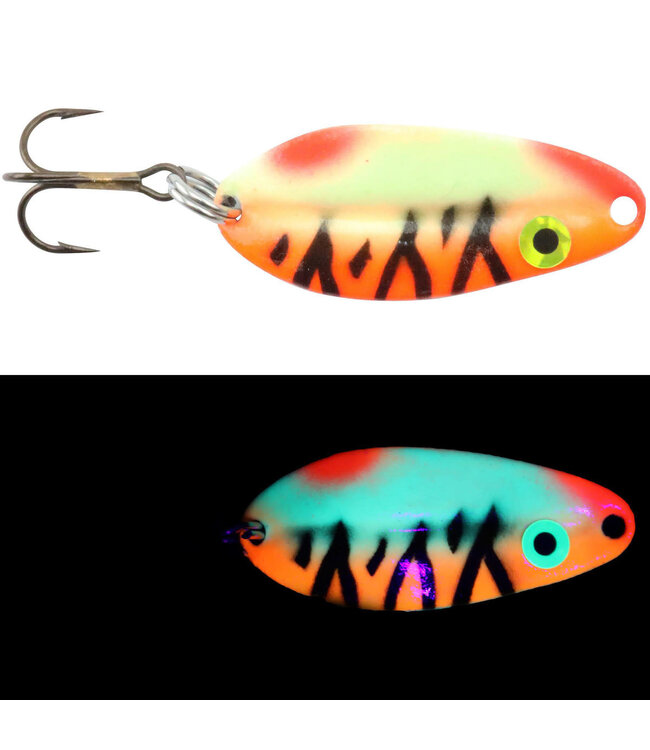 Moonshine Lures Moonshine Mainliner Casting Spoons GLOW Tangerine Tiger 3/4oz