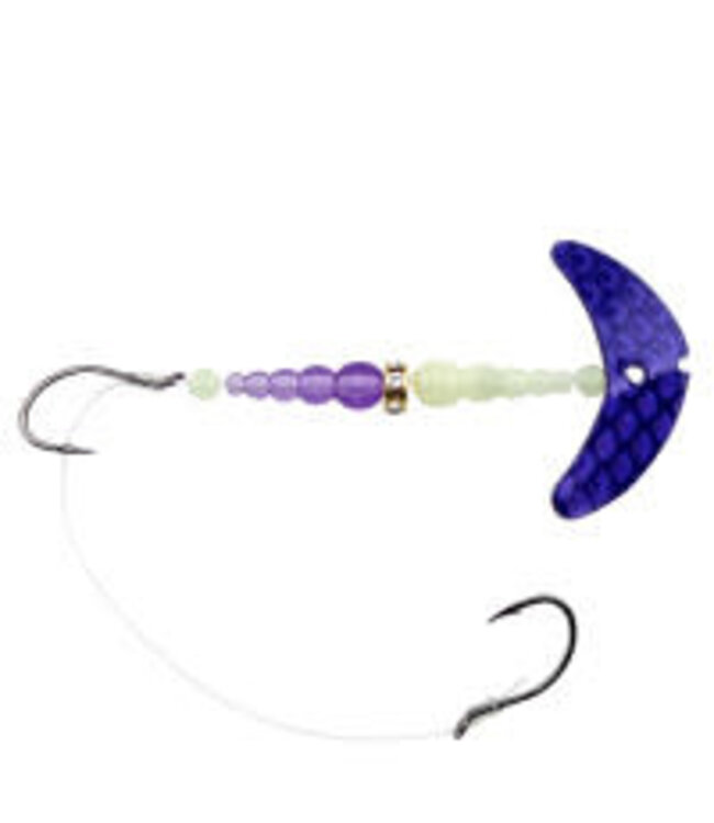 (21201) MACKS DOUBLE WHAMMY SZ4 Walleye Spinner Rig, Purple Scale