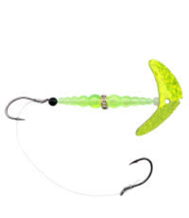 (21204) MACKS DOUBLE WHAMMY SZ4 Walleye Spinner Rig, Chartreuse