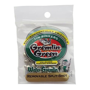 WATER GREMLIN CO. ZPSS-BB  WATER GREMLIN GREEN SZ-BB TIN REMOVABLE SPLITSHOT SINKERS 48/BAG