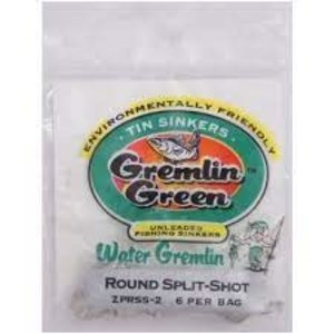 WATER GREMLIN CO. ZPRSS-7 WATER GREMLIN GREEN TIN SPLIT SHOT (ROUND)  24PC/POUCH