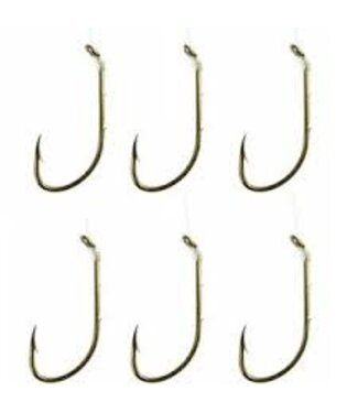 (139-8) EAGLE CLAW SZ-8 SINGLE SNELLED BAITHLDR HOOK BRONZE 6/PK