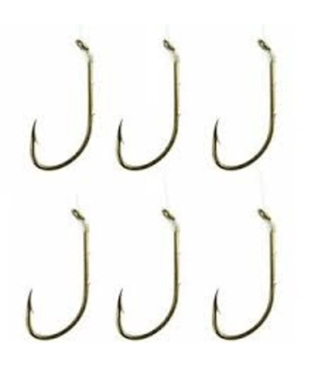 (139-8) EAGLE CLAW SZ-8 SINGLE SNELLED BAITHLDR HOOK BRONZE 6/PK
