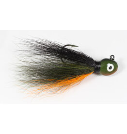 Challenger Plastic Products Challenger Bucktail Jig 1/4oz Black Olive Orange Belly