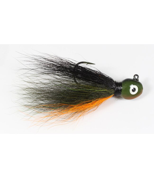 Challenger Lures Challenger Bucktail Jig 1/4oz Black Olive Orange Belly