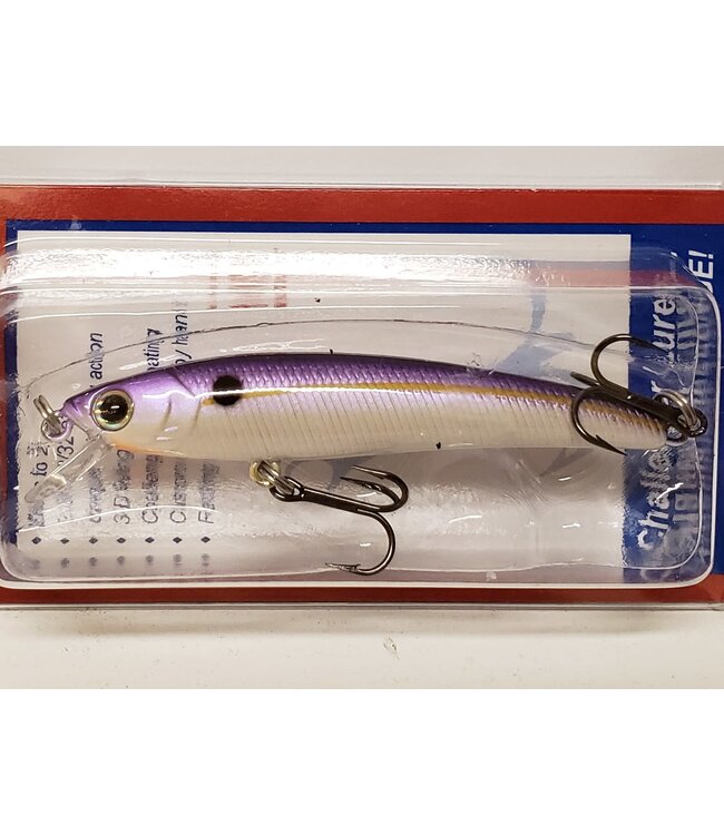 Challenger Lures JL034-T25F CHALLENGER MICRO FLOATING MINNOW 2-3/8” 3/32 OZ PUR CHT STRIPE WHT BELLY
