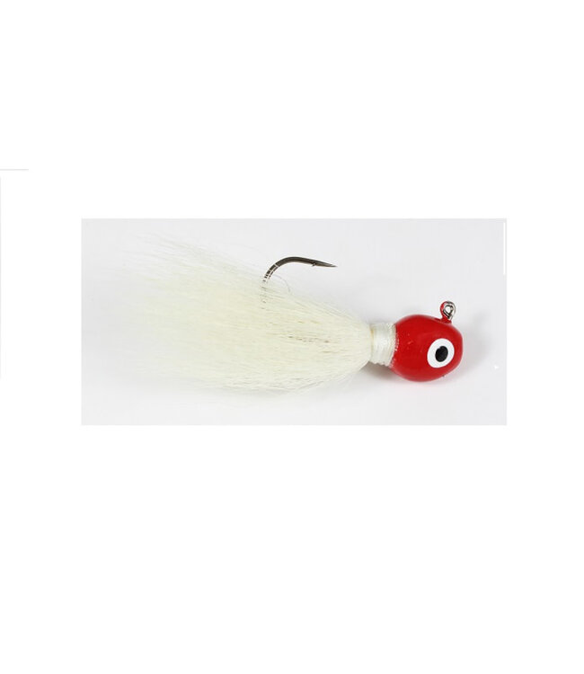 Challenger Lures Challenger Bucktail Jig 1/2oz Red Head White Body