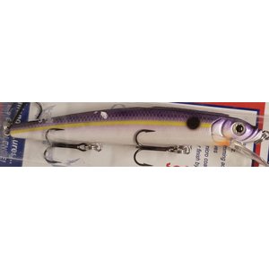 Challenger Plastic Products JL120-T25F-2  CHALLENGER JR. MINNOW 3 1/2" 5/16 OZ UV PUR CHT STRIPE OR BELLY