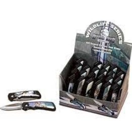 River's Edge Products RIVERSEDGE 24PC ASST WILDLIFE  KNIFE DISPLAY 4" CLOSED