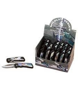 RIVERSEDGE 24PC ASST WILDLIFE  KNIFE DISPLAY 4" CLOSED