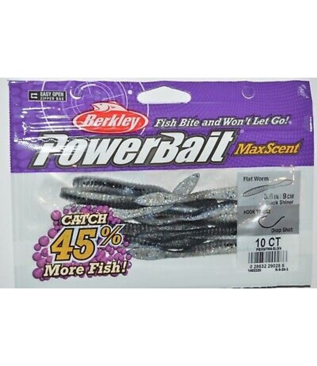 PURE FISHING Berkley MaxScent 3.6in Flatworm Smoke Black Purple