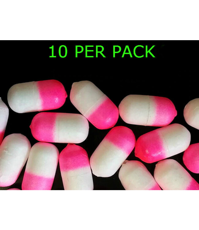 BAIT RIG FLOATS  PINK/WHITE 1/4"
