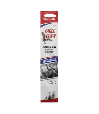 (031-1/0) EAGLE CLAW SNELLED HOOK SINGLE SZ-1/0 PLAIN BRONZE 6/pk
