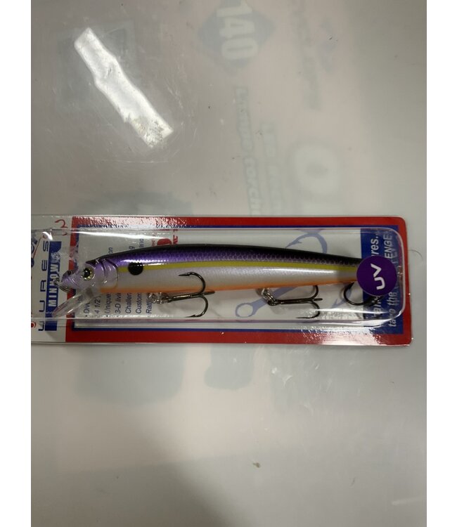 Challenger Lures EG033-T25F-2  CHALLENGER MINNOW 4-1/2"  3/8OZ UV PUR CHT STRIPE OR BELLY