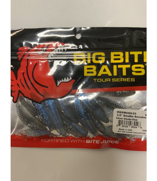 Big Bite Baits, Inc. (35SSMASH-03) SMALLIE SMASHER 12PK 3.5" SILVER SMOKE BLUE