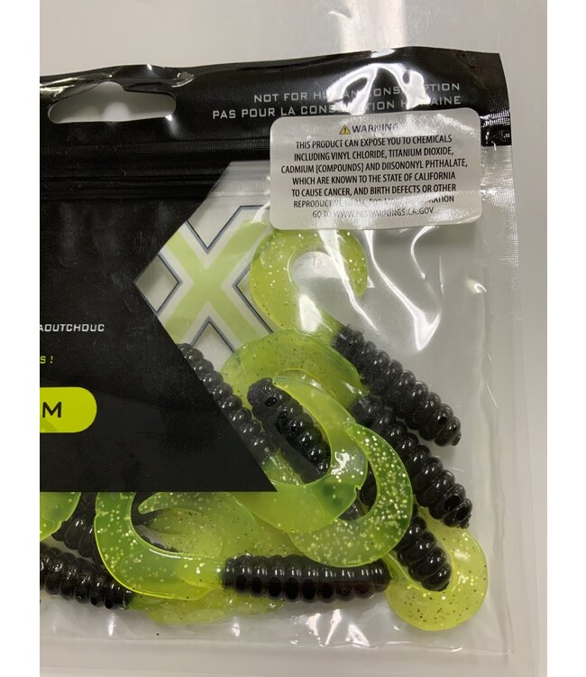 X-ZONE 505 PRO SERIES X-ZONE LURES  3" GRUB BLACK/CHART TAIL