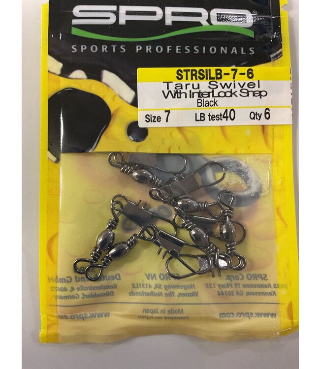 Spro Corp. SPRO TARU SWIVEL W/INTERLOCK SNAP SZ 7  (40 LBS) NSB FINISH 6 PK