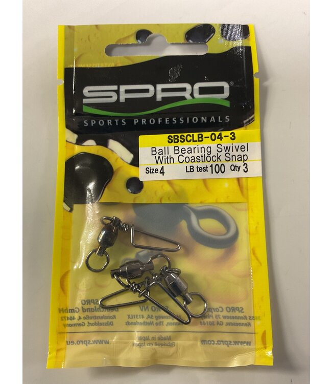 Spro Corp. SPRO BALL BEARING SWIVEL W/COASTLOCK SNAP SZ 4 (100 LBS) 3 PK