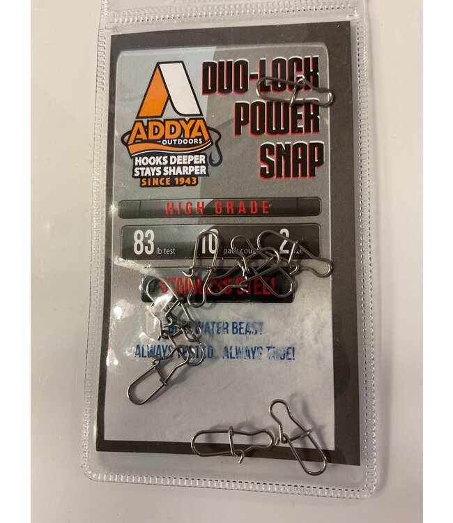Addya Outdoors Inc. ADLS-SS-2-10 ADDYA STAINLESS STEEL DUO-LOCK SNAP 83 LBS SZ 2 10 PK