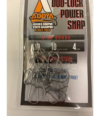 Addya Outdoors Inc. ADDYA STAINLESS STEEL DUO-LOCK SNAP 110 LBS SZ 4 10 PK (ADLS-SS-4-10)