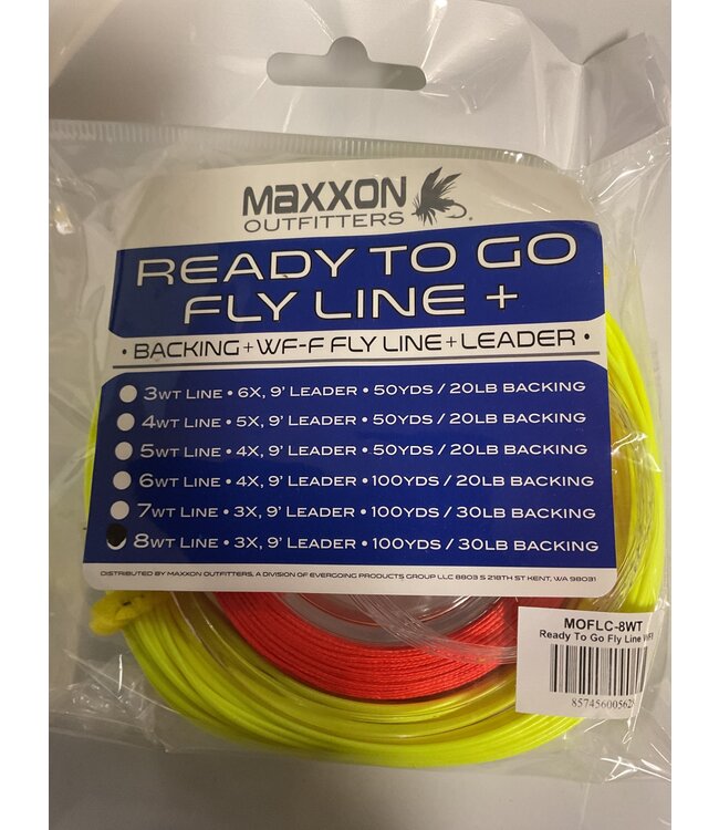 Maxxon Outfitters WF8F READY TO GO FLY LINE (BACKING + FLY LINE + LEADER)