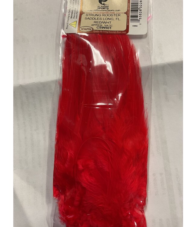 Wapsi (CSW501) STRUNG ROOSTER SADDLES LONG, FL. RED/WHT