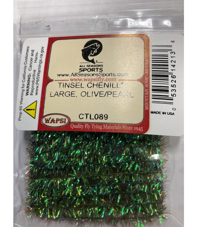 Wapsi (CTL089) TINSEL CHENILLE LARGE, OLIVE/PEARL