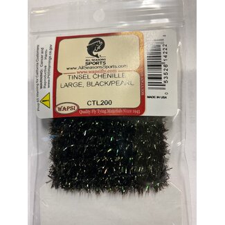 Wapsi (CTL200) TINSEL CHENILLE LARGE, BLACK/PEARL