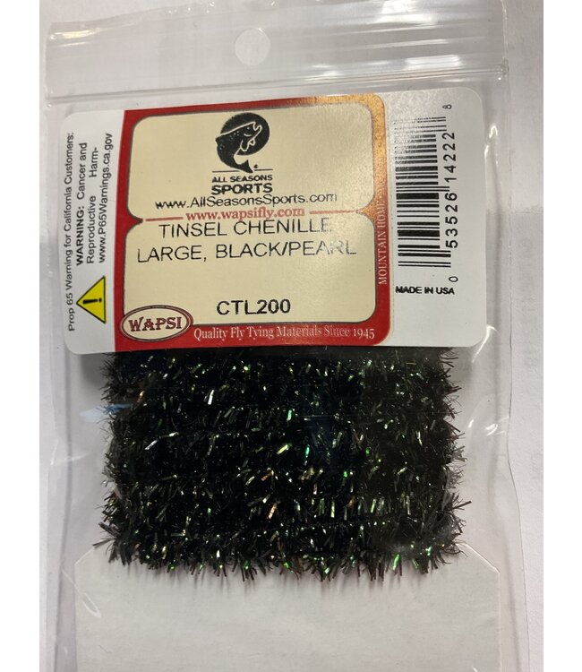 Wapsi (CTL200) TINSEL CHENILLE LARGE, BLACK/PEARL
