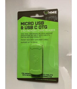 HME MICRO USB & USB C OTG 2-N-1 MEMORY CARD READER