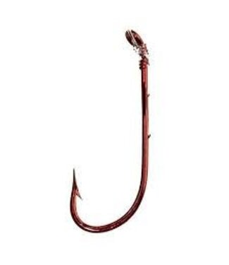 TRU-TURN SZ-8 BLOOD RED SNELLED BAITHOLDER HOOKS , 5 snells/pk
