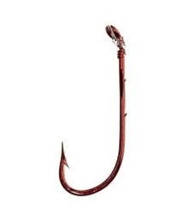 TRU-TURN SZ-4 BLOOD RED SNELLED BAITHOLDER HOOKS , 5 snells/pk