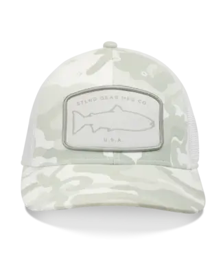 STLHD SNOW DRIFT CAMO FLEX FIT TRUCKER HAT WHITE/GREY/CHARCOAL LG/XL