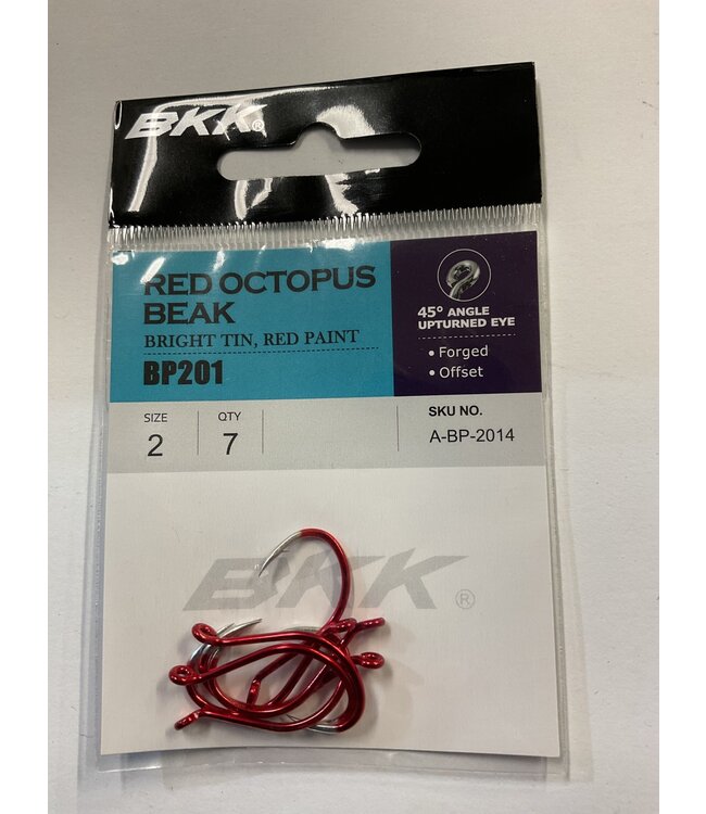 BKK HOOKS RED OCTOPUS BEAK HOOK SZ 2