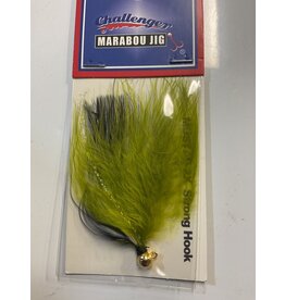 Challenger Lures CHALLENGER MARABOU JIG GOLD HO/OLIVE & BLACK & WHITE BODY 1/16 oz