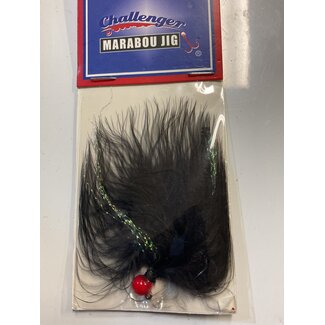 Challenger Lures CHALLENGER MARABOU JIG RED HO/BLACK BODY W/FLASH 1/16oz