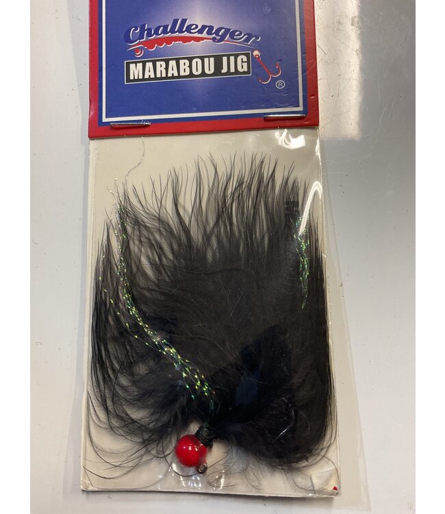 Challenger Lures CHALLENGER MARABOU JIG RED HO/BLACK BODY W/FLASH 1/16oz