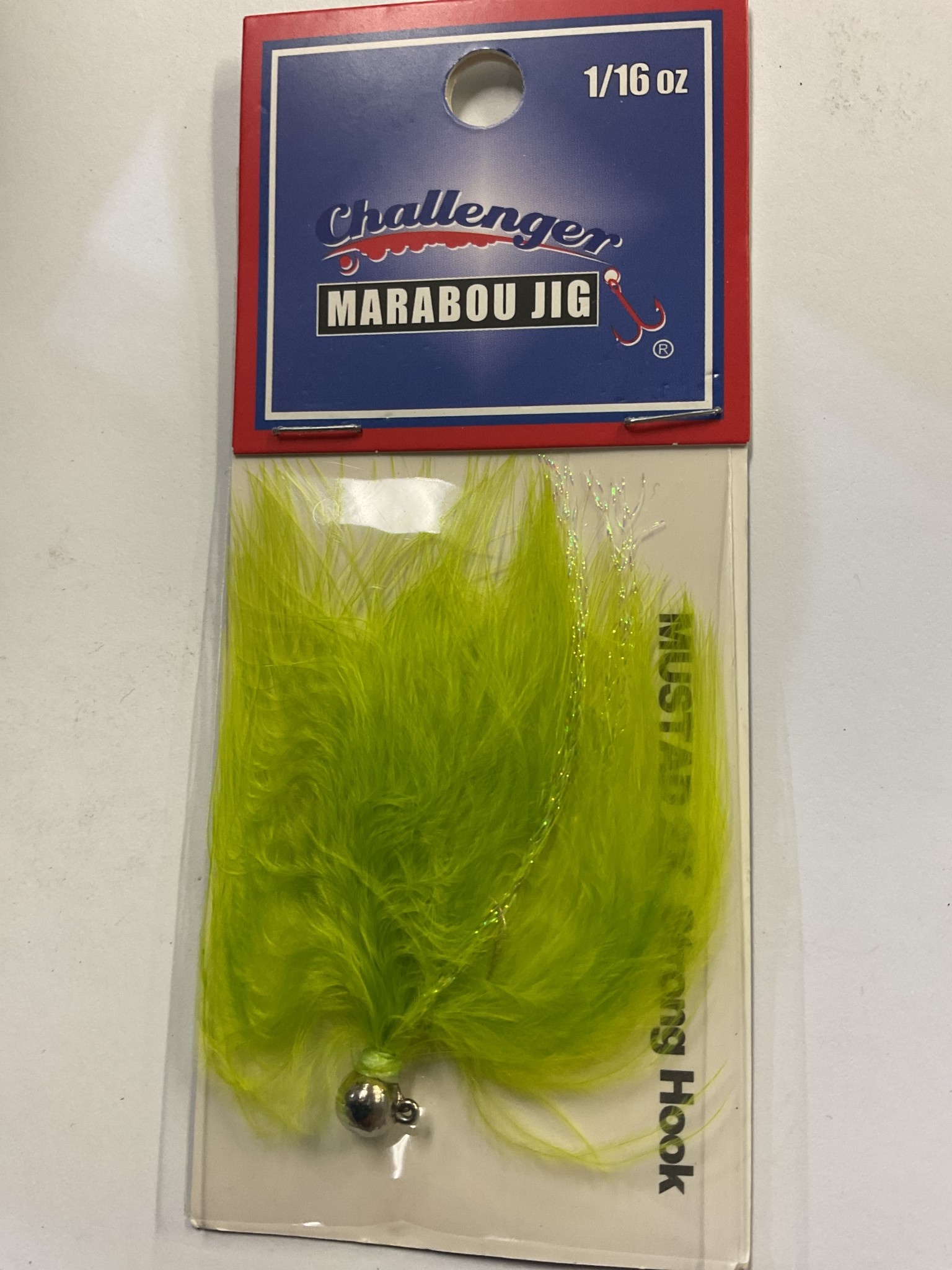 Challenger Lures CHALLENGER MARABOU JIG NICKEL HO/CHARTREUSE BODY