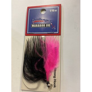 Challenger Lures CHALLENGER MARABOU JIG NICKEL HO/BLACK & PINK BODY W/FLASH 1/16oz