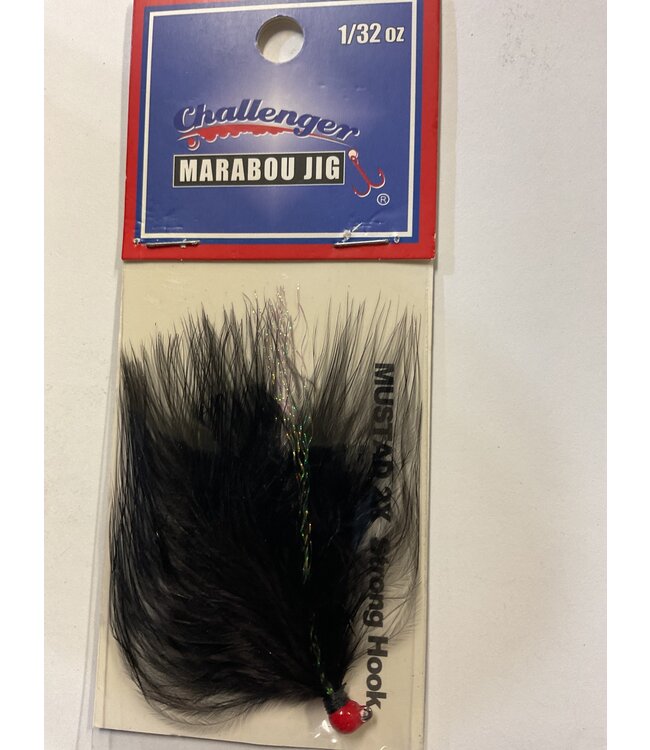 Challenger Lures CHALLENGER MARABOU JIG RED HD/BLACK BODY W/FLASH 1/32oz